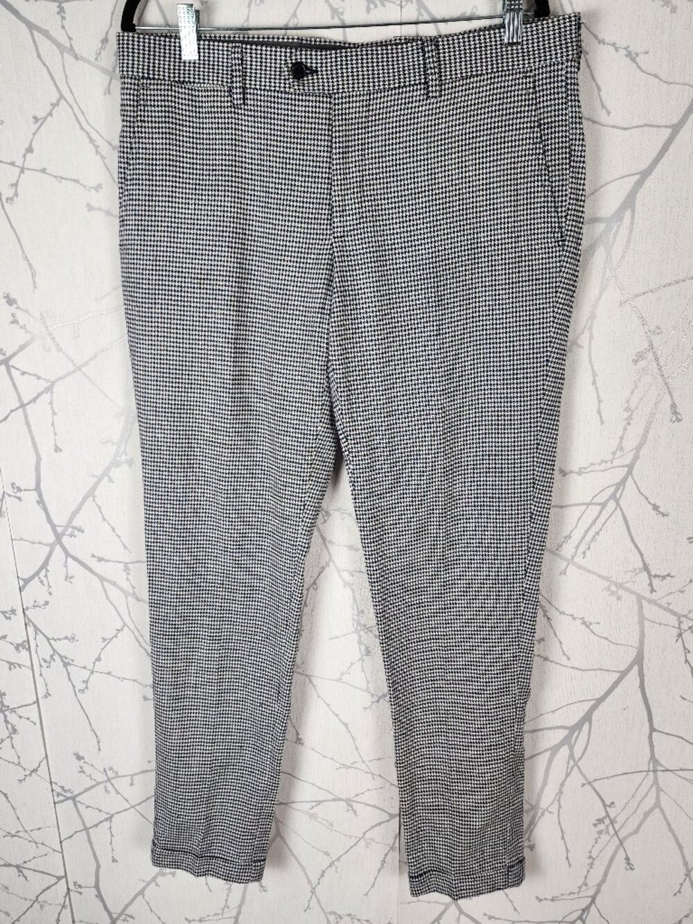 Spada Roma Houndstooth Woven Mid Rise Slim Fit Trousers